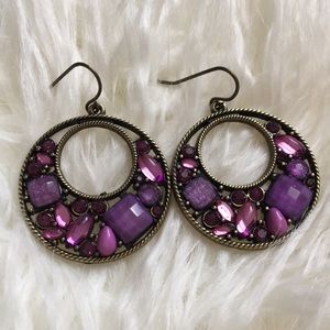 Pink and Purple Gem Dangle Earrings